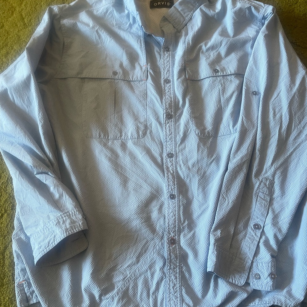 Orvis Light Blue Men's Casual Button-Down Shirt